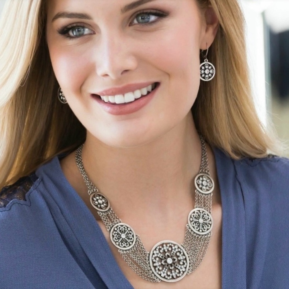 Touchstone Crystal Silver Angelique Necklace and Earrings